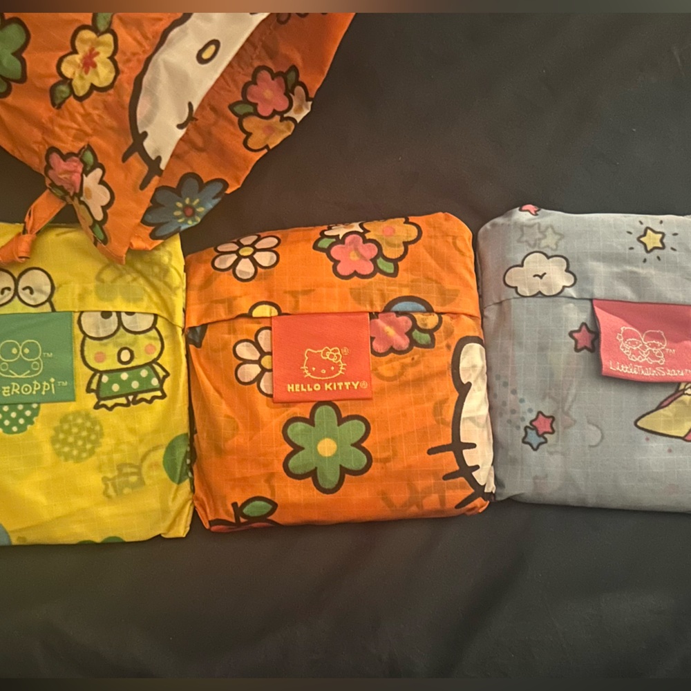 Set of 3 Standard Size Baggu Reusable Tote Bag Sanrio/Hello Kitty